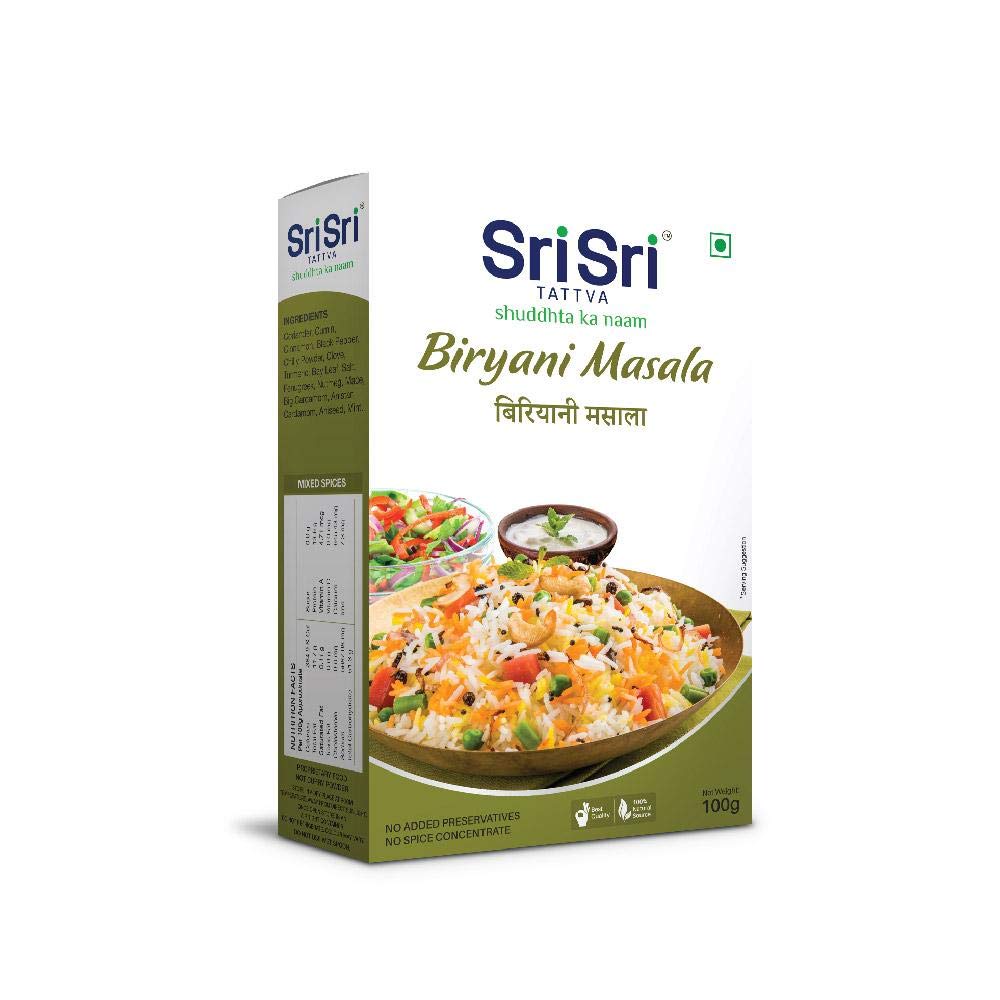 Sri Sri Tattva Biryani Masala Authentic Spice Blend For Rich Homemade Biryani Aroma And Taste Pack Of 2 X 100 g