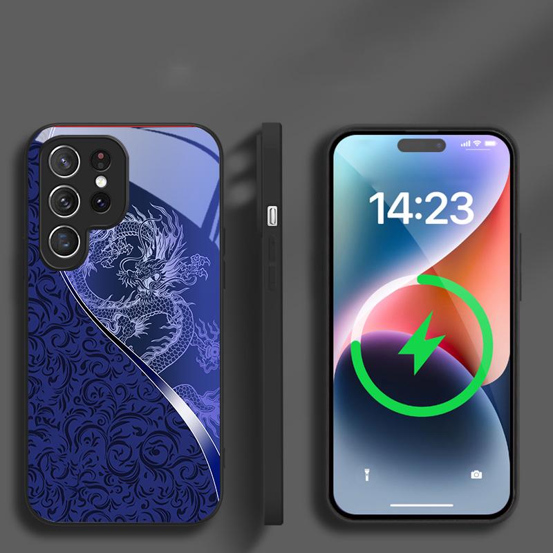 Дракон Тотем Розовый Фиолетовый Для Samsung Galaxy S20 FE S21 S22 S23 Plus S24 Ultra 25 Edge S24Ultra Для Magsafe Стеклянный Чехол для Телефонаe