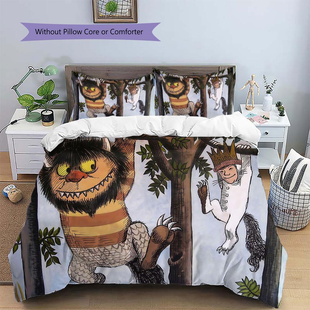 Where the Wild Things Are Pattern Bedding,Quilt Set Quilt Cover Pillowcase Home Birthday Gift(1 * duvet cover + 2 * pillowcase, without core)