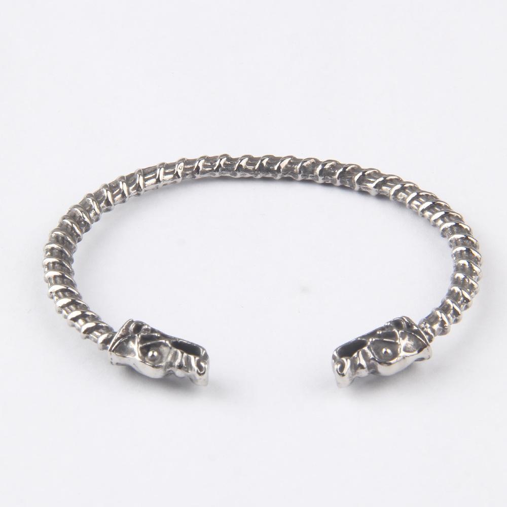 Регулируемый эластичный браслет-манжета, мужское плетеное запястное кольцо из нержавеющей стали с головой волка, браслет в этническом стиле викингов Фенрир, языческий амулет