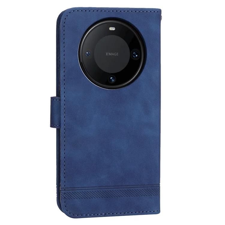 DF-03 Чехол-подставка из искусственной кожи для Huawei Mate 60 Pro Lines Imprinted Phone Cover Wallet