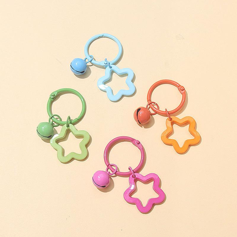 2 шт. корейской версии Ins Small Fresh Color Small Star Bell Keychain Candy Color Keyring Cuestionary Keychain Cuestionary Keychain Accessories