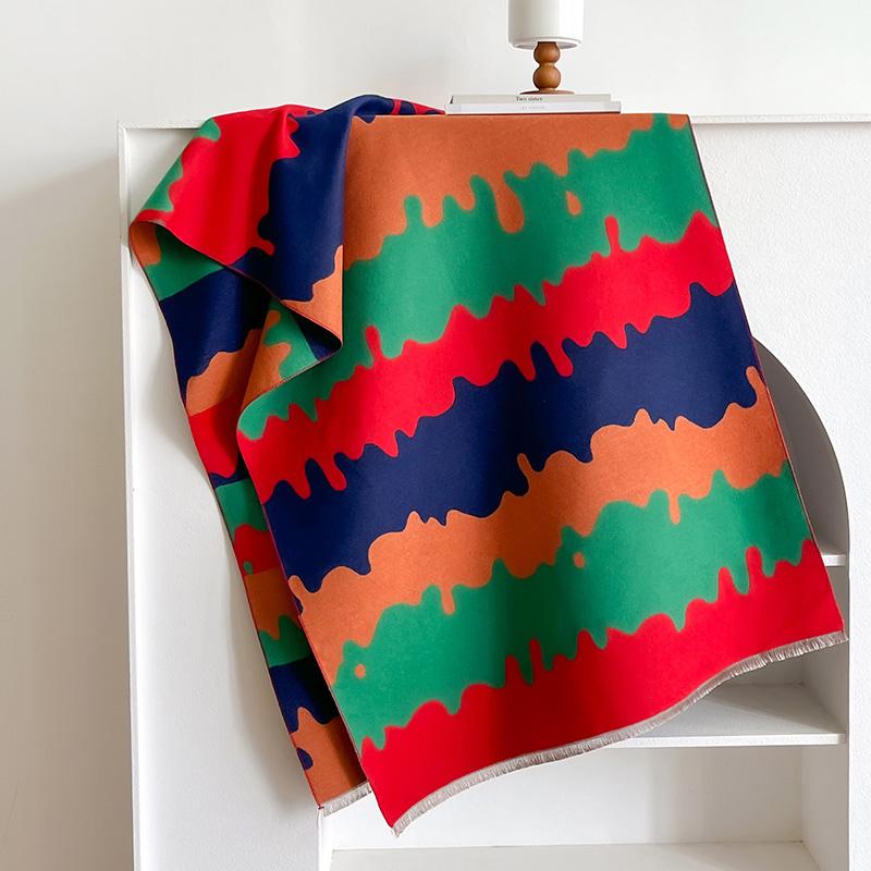 Новый зимний женский кашемировый шарф, утолщенный, теплый, пашминовый, шали, накидки, волнистый принт, женское одеяло, эшарпе, буфанда, хиджаб, женский