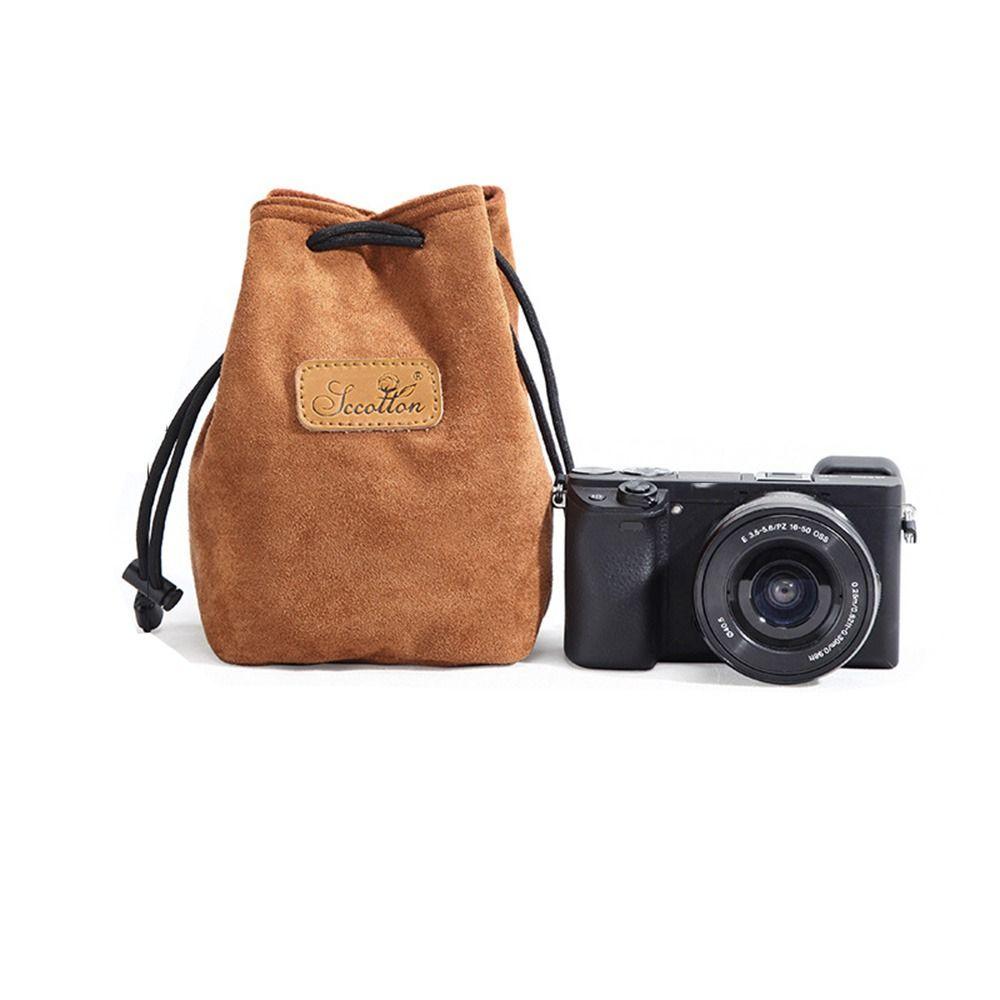Portable Camera Storage Bag Soft Lens Protective Case Vintage Lens Pouch for Canon/Nikon Camera