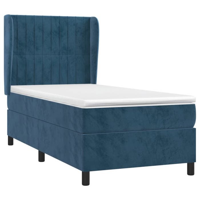 Maison Exclusive - Sommier à lattes de lit avec matelas Bleu foncé 90x200 cm