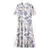 Plus Size Women's Dress New Summer Chinese Style Floral Disc Buckle Stand Collar Temperament Slimming Dress