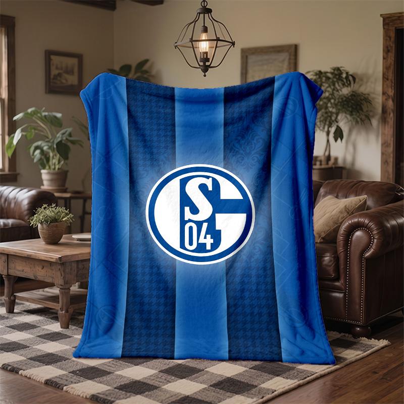 Schalke 04 Theme Fleece Blanket Cozy Soft Plush Blanket For Bedroom Couch Travel