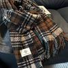 Plaid Scarf Women's Atmosphere Warm New Dry Rose Powder Autumn and Winter White Soft Fringed Shawl Scarf