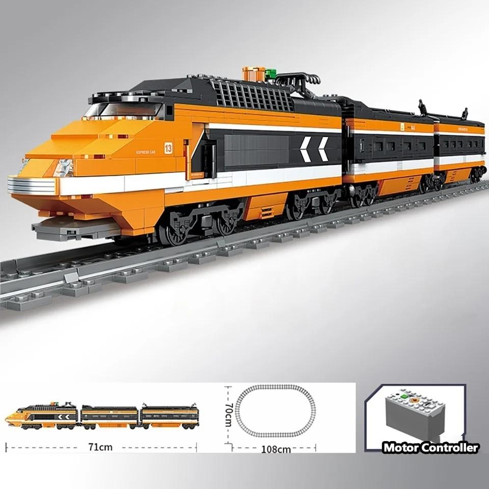 Технический городской электропоезд высокотехнологичный железнодорожный путь строительные блоки транспортное средство метро сборные кирпичи игрушки рождественские подарки для детей и взрослых