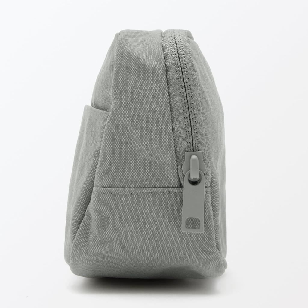 MUJI Сумка-косметичка из нейлона с эффектом мятости, с широким открытием, серая, L 18 x x 7 84475832 - (приблизительно. 11,5 см)