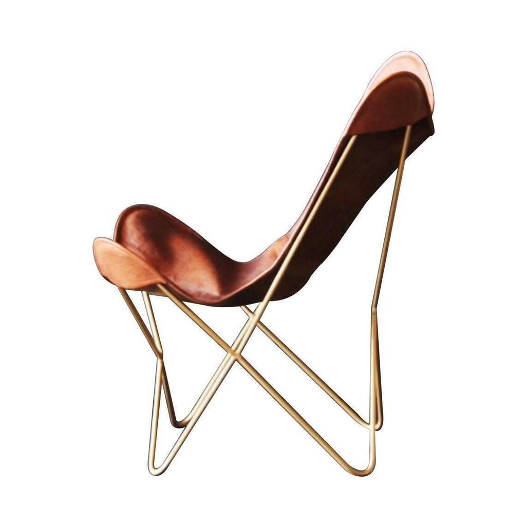 Классический коричневый кожаный стул-бабочка ручной работы, домашний декор, стул для гостиной