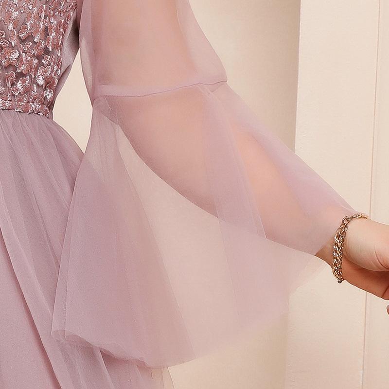 Весенне-летнее женское платье размера плюс, сетчатые платья с длинными рукавами, вечерние платья, банкетные платья миди