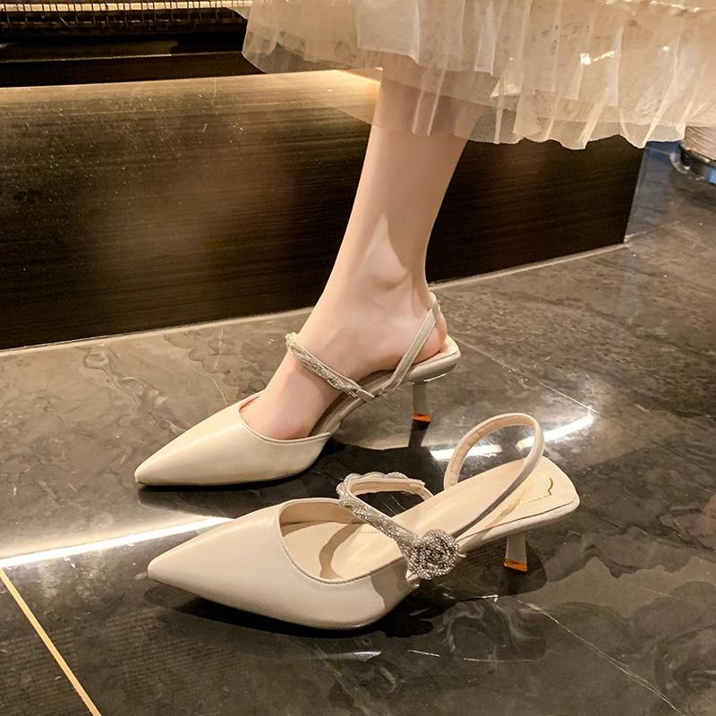 Модные женские туфли-лодочки на высоком каблуке с острым носком, летние сандалии с ремешком на одно слово, премиальные, универсальные