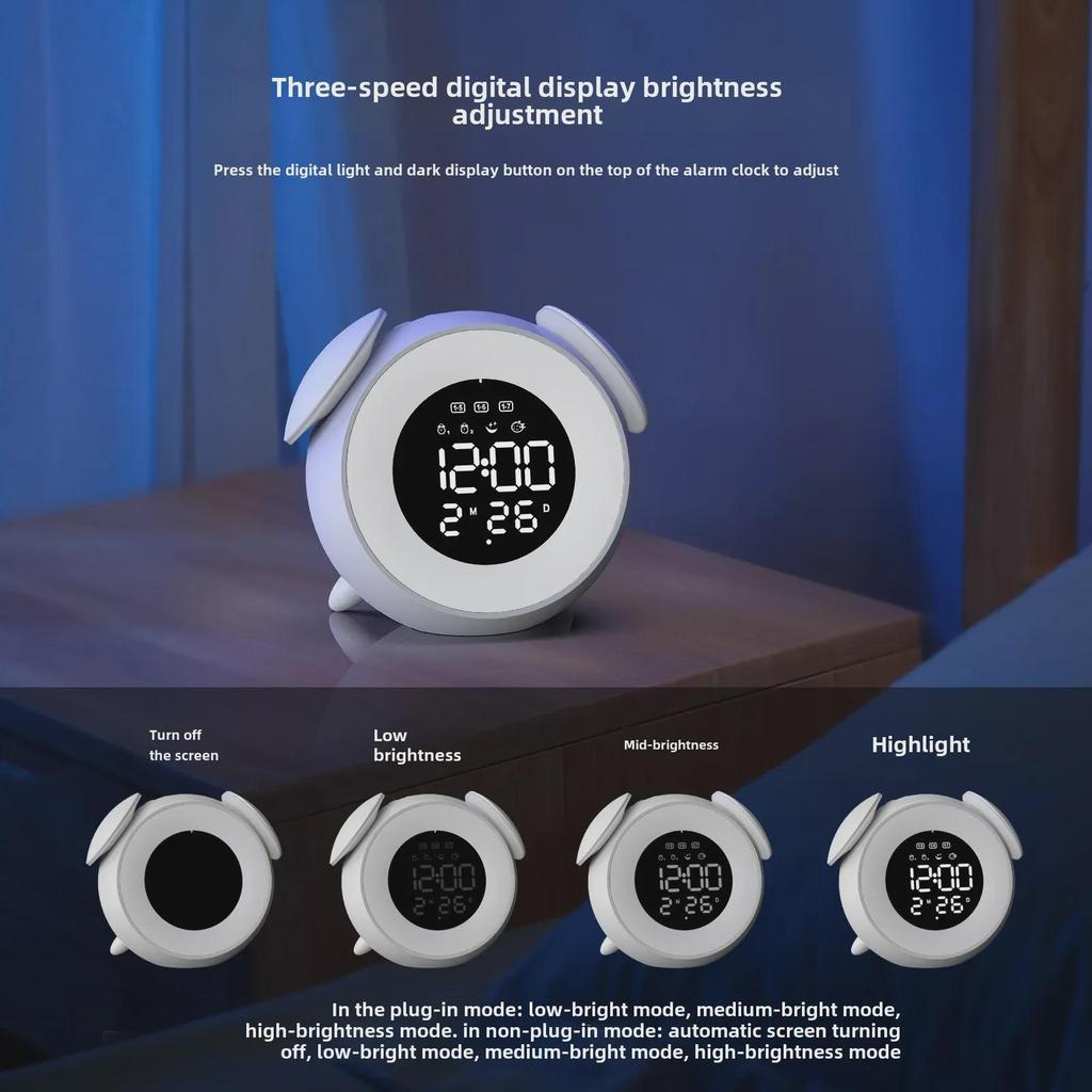 Светодиодный цветной будильник с эффектом заката, сенсорным светом и звуком