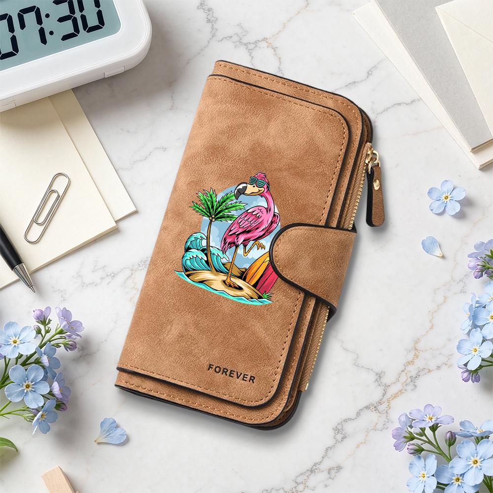 Cute Flamingo Printed Wallet Fashion Casual Portable Multi Card Long Purse