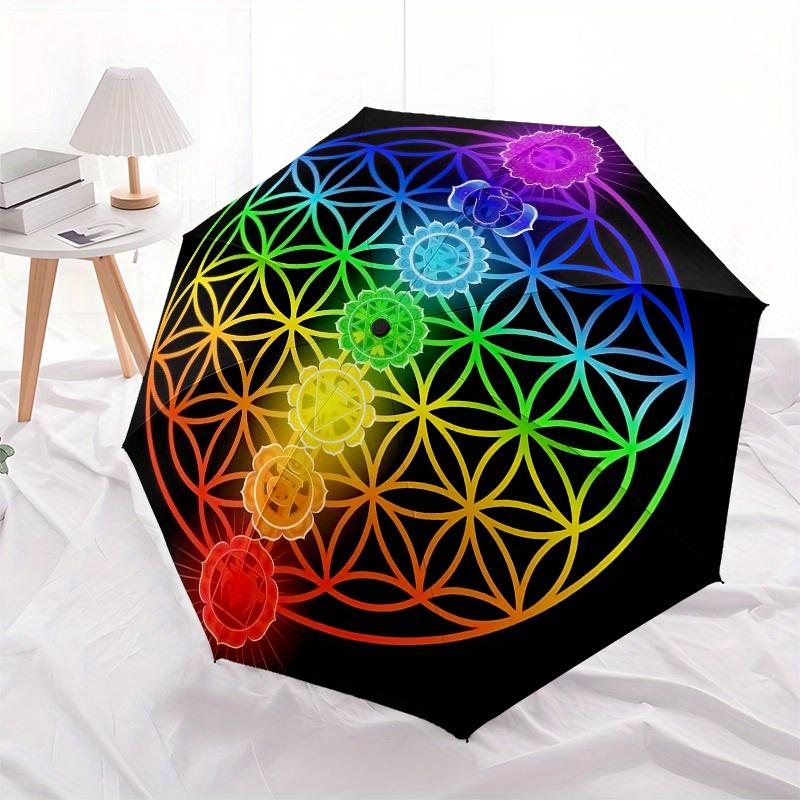 Chakra Balance Mandala Wall Art: Vibrant Energy Healing Design for Home DecorUmbrella, Portable 3-Fold Compact Umbrella,Christmas Gift ES624