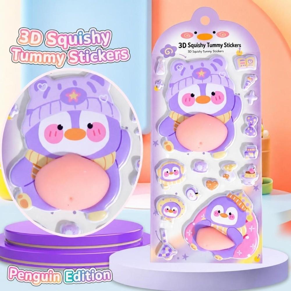 Silicone Foam Animal Belly Squishy Stickers 3D DIY Scrapbook Decor Stress Relief Decals for Kids