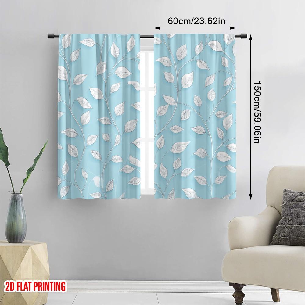 2 шт., 2D плоская печать Шторы и оконное убранство Дизайн синей листвы Полиэстер (без стержня) Уличные украшения Ldeal для