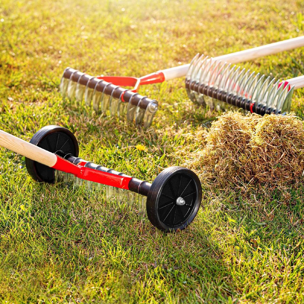 KADAX Aerator Ręczny Wertykulator Do Trawy Dwustronny metal Na Kółkach Kolce