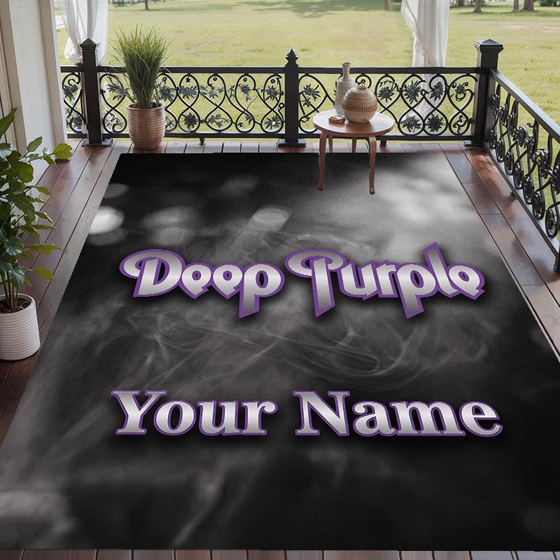 Custom Text Printed Rug Deep Purple Non Slip Floor Carpet For Home Room Decor