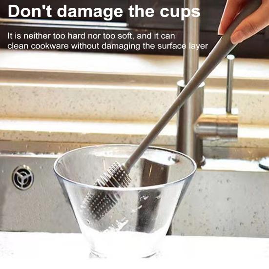 Yousheng Силиконовая щетка для мытья бутылок с длинной ручкой, мягкая щетина, щетка для узкого горлышка, инструмент для чистки стеклянной посуды и детских бутылочек