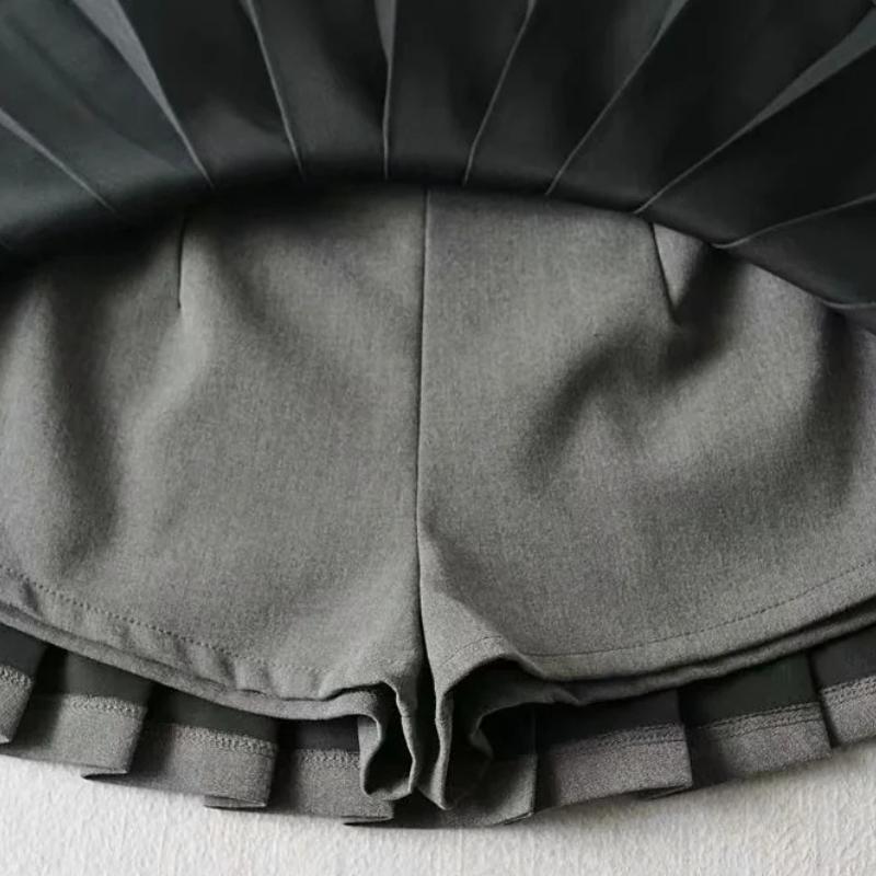 High-Waisted Short Front Long Back Anti-Slip A-Line Pleated Skirt Umbrella Skirt Tennis Skirt