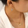 Heart-shaped diamond-encrusted earrings and pendant necklace, light luxury high-end titanium steel jewelry