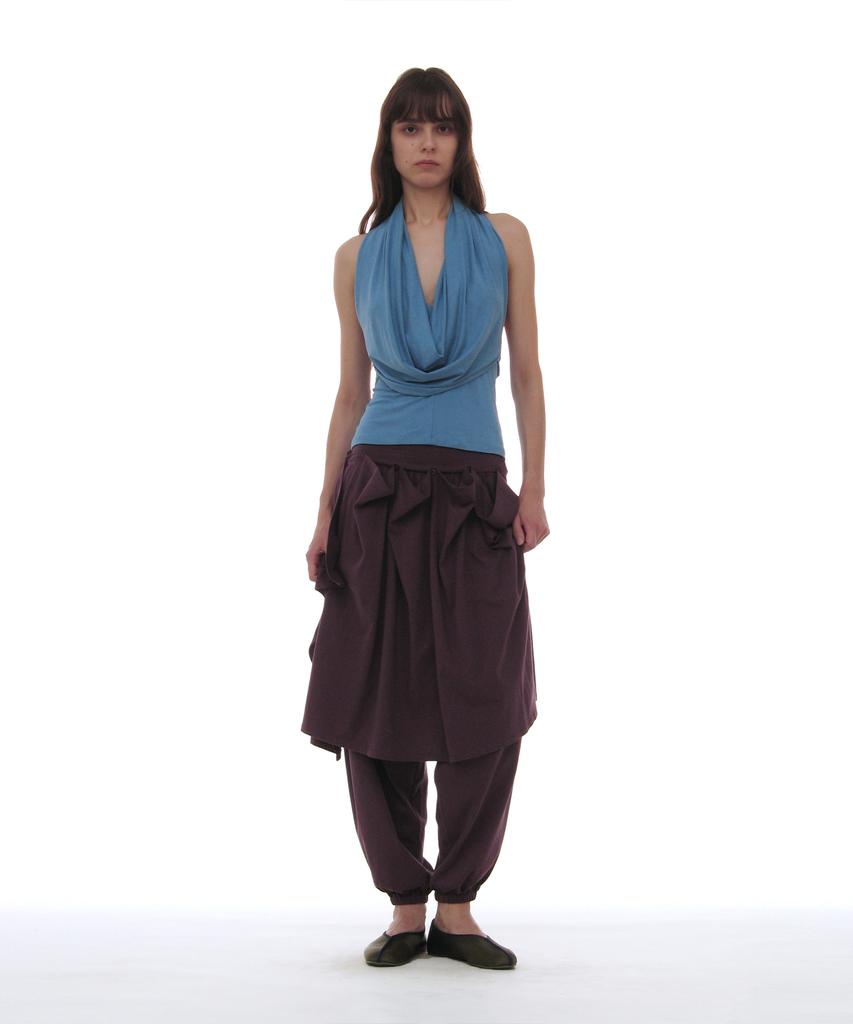 PARTIMENTO WOMEN Pwc Curtain Skirt Layered Harem Pants_Midnight Plum