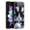 Яркий дизайн с кошкой, жесткий ПК чехол для телефона Samsung Galaxy Z Flip 7 6 5 4, черная крышка для Galaxy Z Flip 3, складной корпус, Fundas