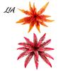 UV Protected Faux Flowers Artificial Fall Fern Plants, 18 Heads Autumn Orange Fake Persian Realistic Plants for Balcony Greenery Bushes, Leaves Indoor