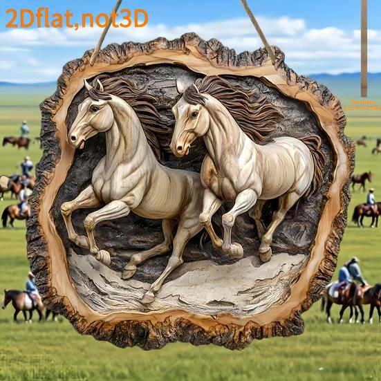 2D Плоское Деревянное Украшение в Виде Животного, Рустикальная Лошадь, Птица на Дереве, Приветственная Табличка на Дверь для Входа в Фермерский Дом, Патио, Гостиную, Офис