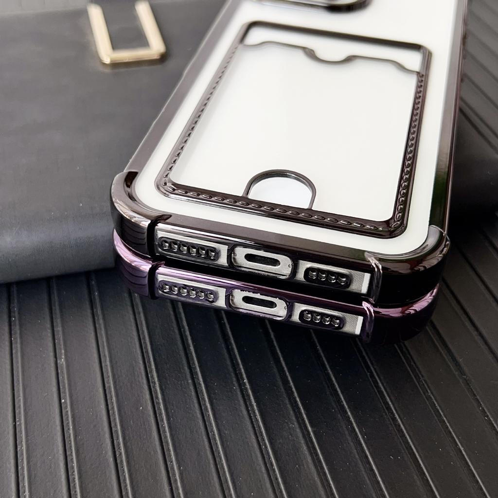 Мягкий Чехол-Кошелек с Покрытием для Карт для 17 16 15 14 13 12 11 18 Pro X XR Xs Max 7 8 Plus 16e Ударопрочный Прозрачный Чехол