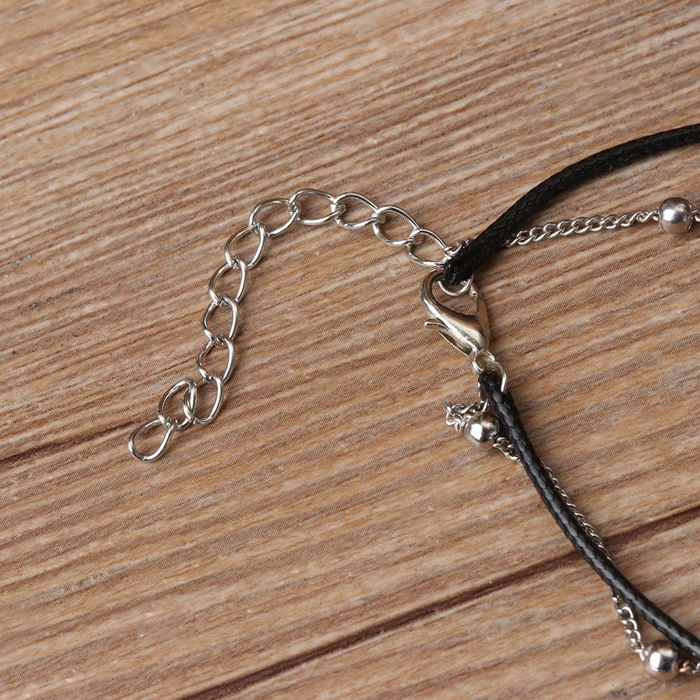 Vintage Fashion Leather Multi Layer Women Anklets Sun Pendant Beads Charm Foot Chain