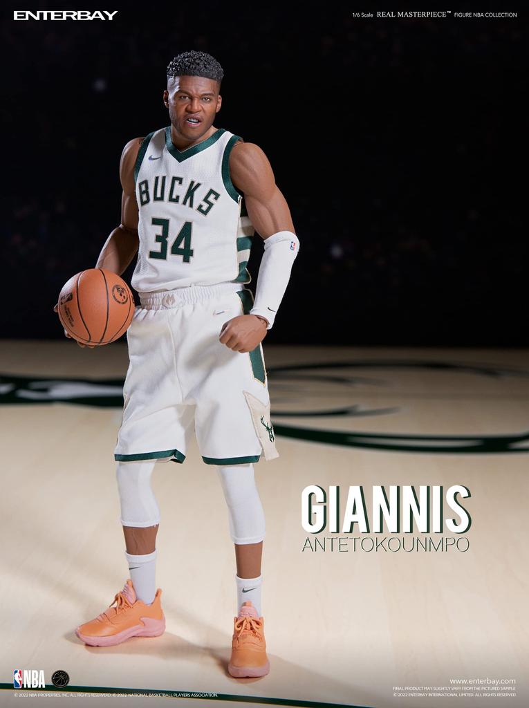 Real Masterpiece NBA Collection Giannis Antetokounmpo Collectible Figure White Large 653407 1/6