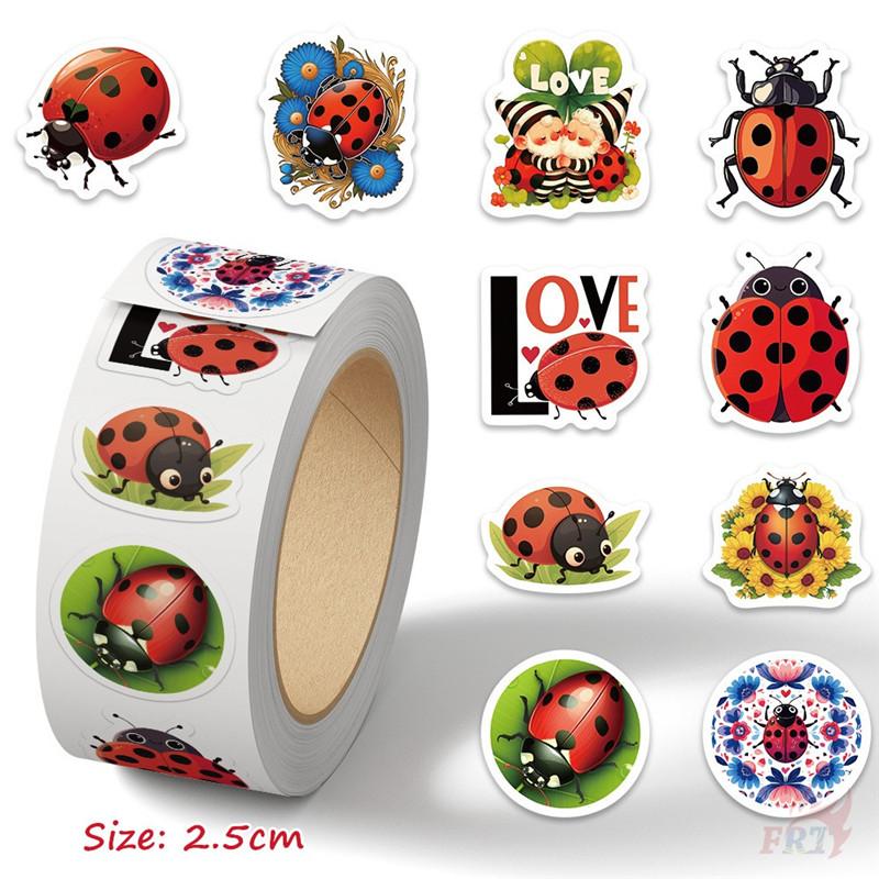 500Pcs/Roll Q Ladybugs Kids Rewards Stickers - DIY Scrapbooks Album Decor Sealing Label Decals