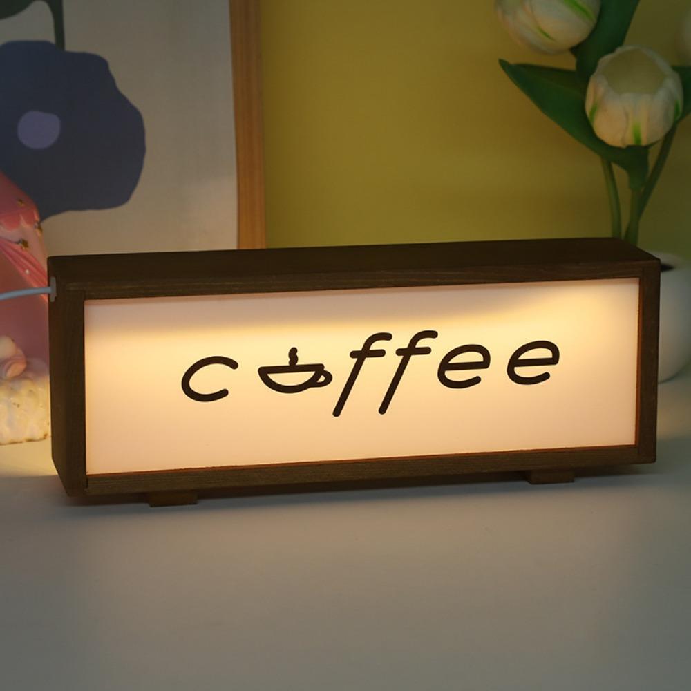 New LED Mood Desktop Light Coffee Wooden Atmosphere Light USB Table Lamp Birthday Gift