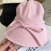 Summer Quick Drying Bucket Hat for Women Fashion Solid Color Bowknot Wide Brim Sunshade Duck Tongue Cap Girls Outdoor Hat