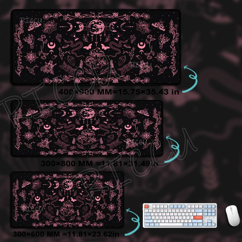Black Tarot Card Desk Mat Office Moon Star Mouse Pad Witch Divination Deskmat Mushroom Tablemat Aesthetic Large Gaming MousePad