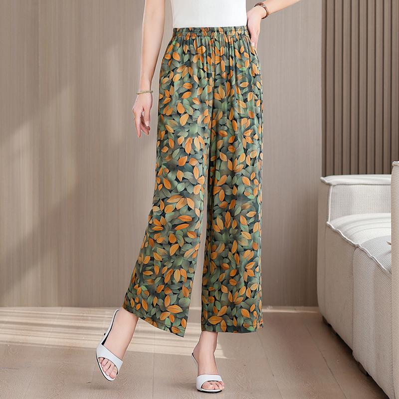 Большие размеры Летние женские брюки Высокая талия Свободная винтажная одежда Эластичный пояс Летние брюки