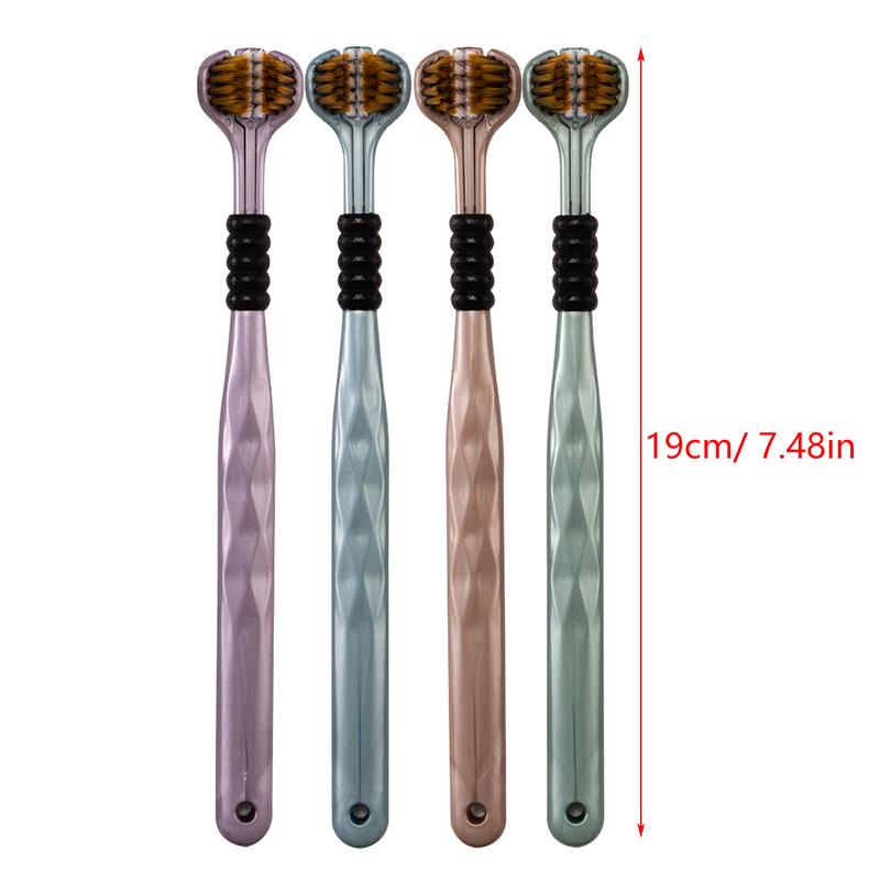 2 шт. 3D стерео трехсторонняя зубная щетка ультратонкая мягкая щетина для взрослых зубные щетки скребок для языка уход за полостью рта 360° чистка зубов щетка