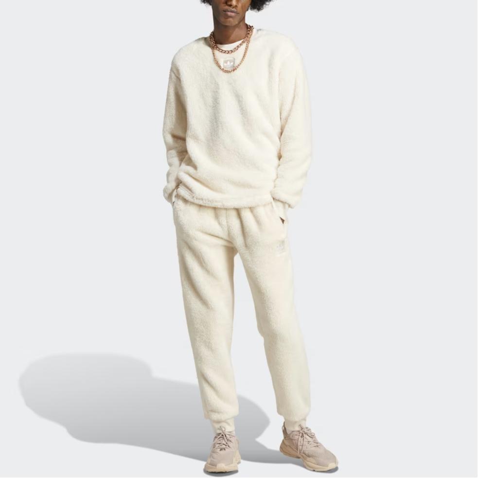 adidas Оригинальные джоггеры Essentials+ из пушистого флиса Мужские джоггеры Белые HR2954