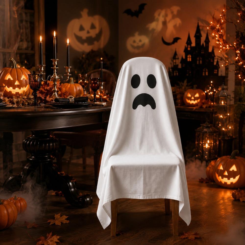 Pumpkin Halloween Dinner Chair Seat Cover Skull Pattern Festival Table Decor Home Decoration