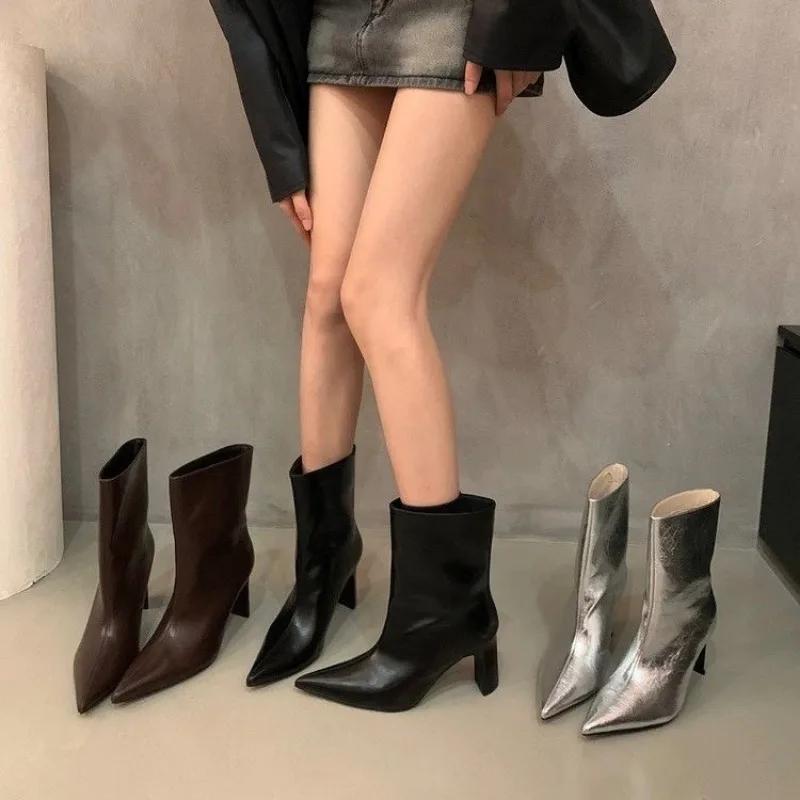 High Heels Pointed Toe Women Ankle Boots Designer Fashion Walking Dress Shoes Woman Trend Pumps Winter Chelsea Botas Mujer