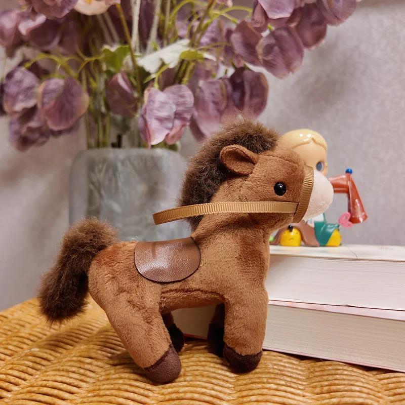 Simulation Mini Horse Plush Toys Pendant Soft Stuffed Animal Small Doll Key Chain Doll Birthday Party Souvenir Gift Present