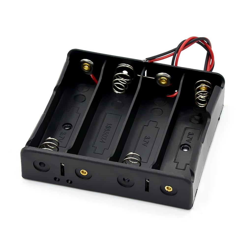10-1pcs 1 2 3 4 Slot Plastic 18650 Battery Holder with Wire Lead Black 18650 Battery Storage Box Case for 18650 3.7V Battery