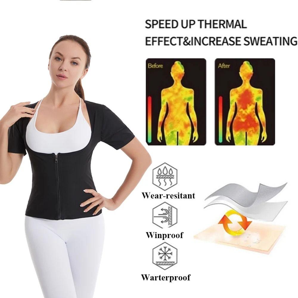 Женские костюмы для сауны с коротким рукавом, теплоудерживающее компрессионное корректирующее белье, одежда для фитнеса для сжигания жира, спортзал