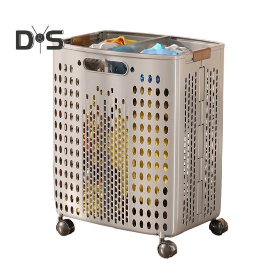 Корзина для белья с колесами, большая вместимость, складная конструкция, корзина для хранения на колесах с ручкой