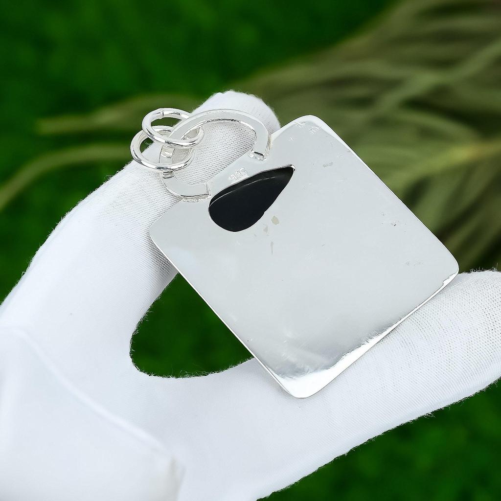 Natural Black Onyx Gemstone Indian Jewelry 925 Sterling Silver Pendant For Girls