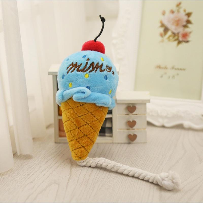 Two-color Ice Cream Cat Vocal Toy for Pet Dogs, Pink Pet Dog Toy Supplies, Cat Toys