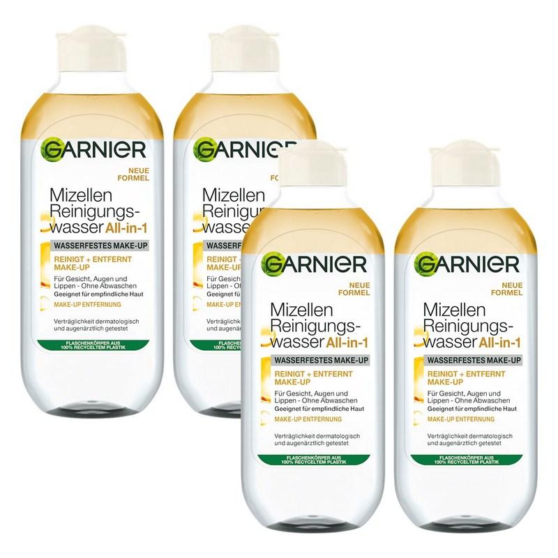 Garnier Skin Active Micellar Cleansing Water Waterproof Gentle Cleansing for Makeup, 400ml, 4 pcs